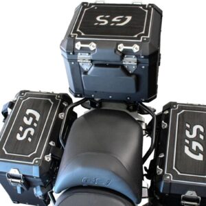PANNIER LID GUARDS, BMW R 1200/1250 GS (2014 - CURRENT), COMBO KIT, RIGHT, LEFT & TAIL, BLACK on GRAY