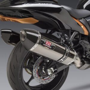 HAYABUSA 2022 Race R-77 Dual Stainless Slip-On Exhaust, w/ Onyx Mufflers and Carbon End-caps