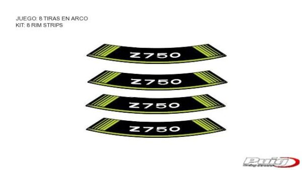 KIT 8 RIM STRIPS Z750 C/GREEN