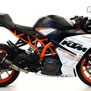 KTM RC 390 17 HOMOLOGATED GP2 NICHROMDARK SILENCER+STAINLESS STEEL LINK PIPEFOR ORIGINAL COLLECTORS