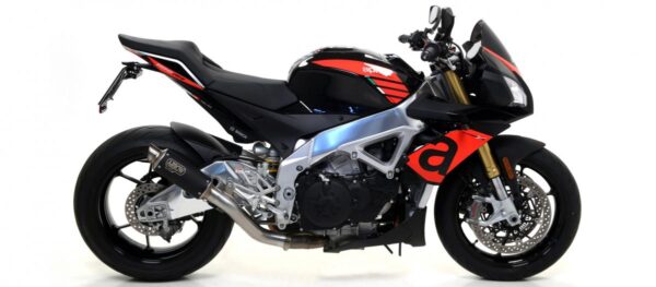 APRILIA TUONO V4 1100 RR 17 HOMOLOGATED GP2 NICHROM DARK SILENCER+STAINLESSSTEEL LINK PIPE FOR ORIGINAL COLLECTORS