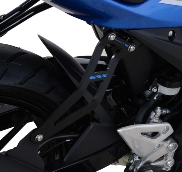 Exhaust Hanger, BLACK with blue logo, Suzuki GSX-R125 / GSX-S125